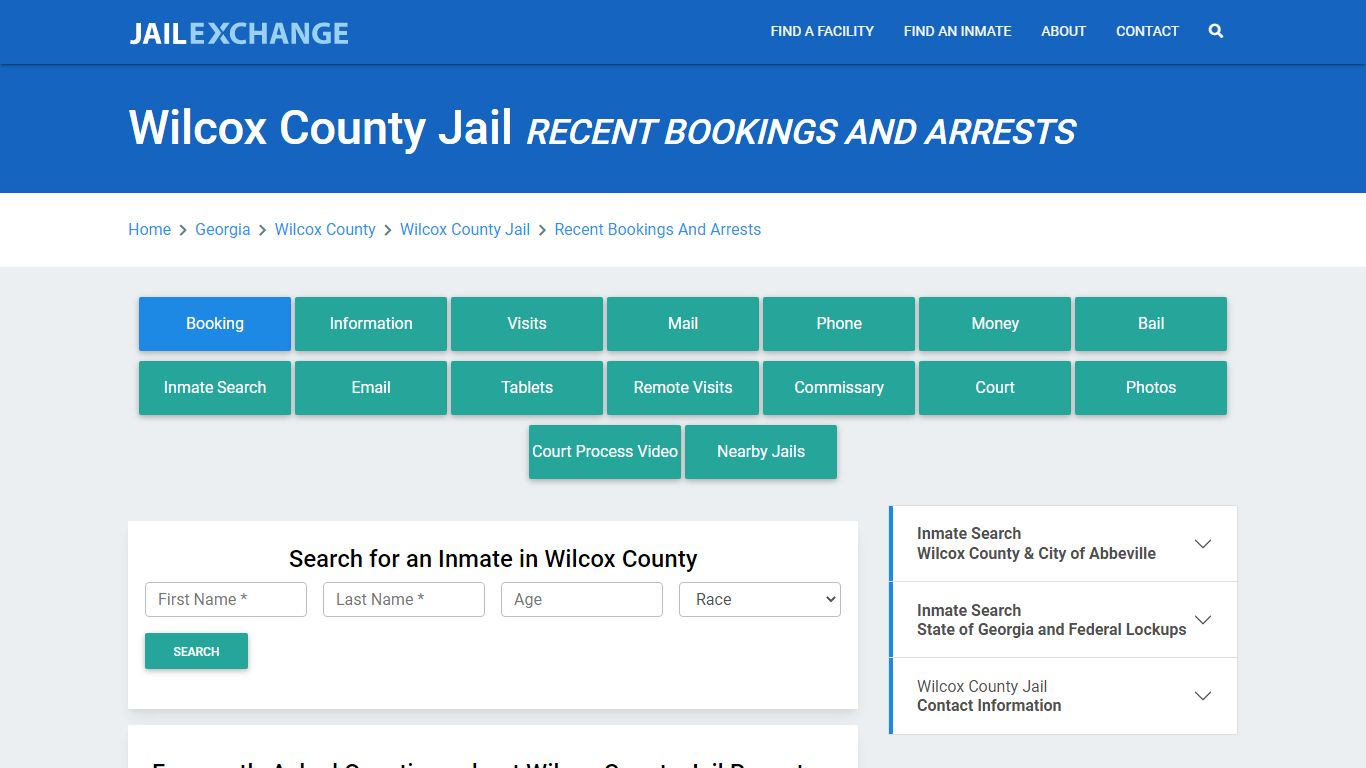 Wilcox County Jail GA Recent Arrests and Bookings - Jail Exchange