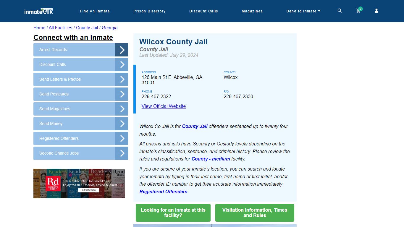 Wilcox County Jail - Inmate Locator