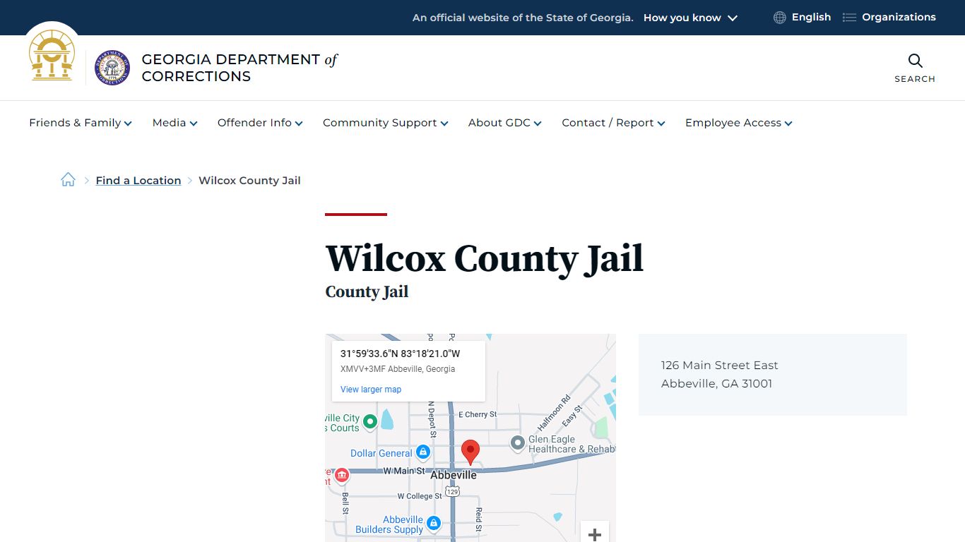 Wilcox County Jail - Georgia Department of Corrections