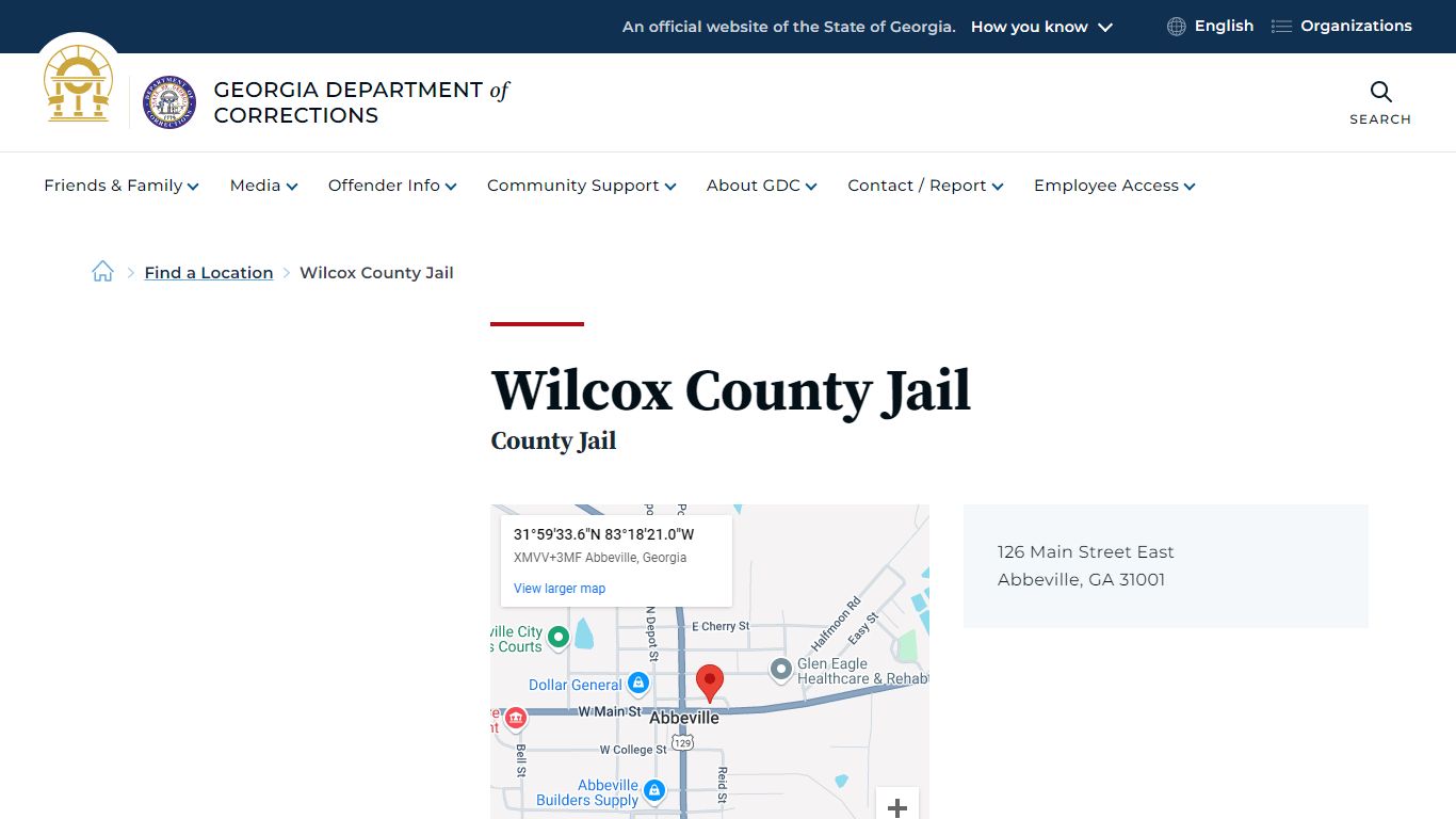 Wilcox County Jail - Georgia Department of Corrections